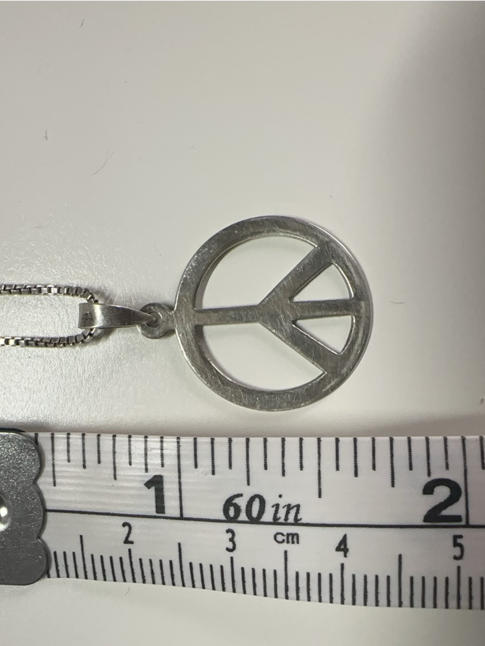 80s Big and solid Love and Peace Pendant sterling silver Necklace